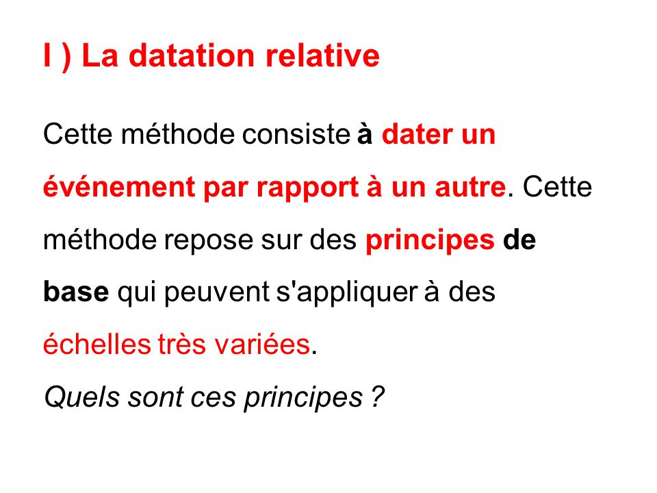 I ) La datation relative