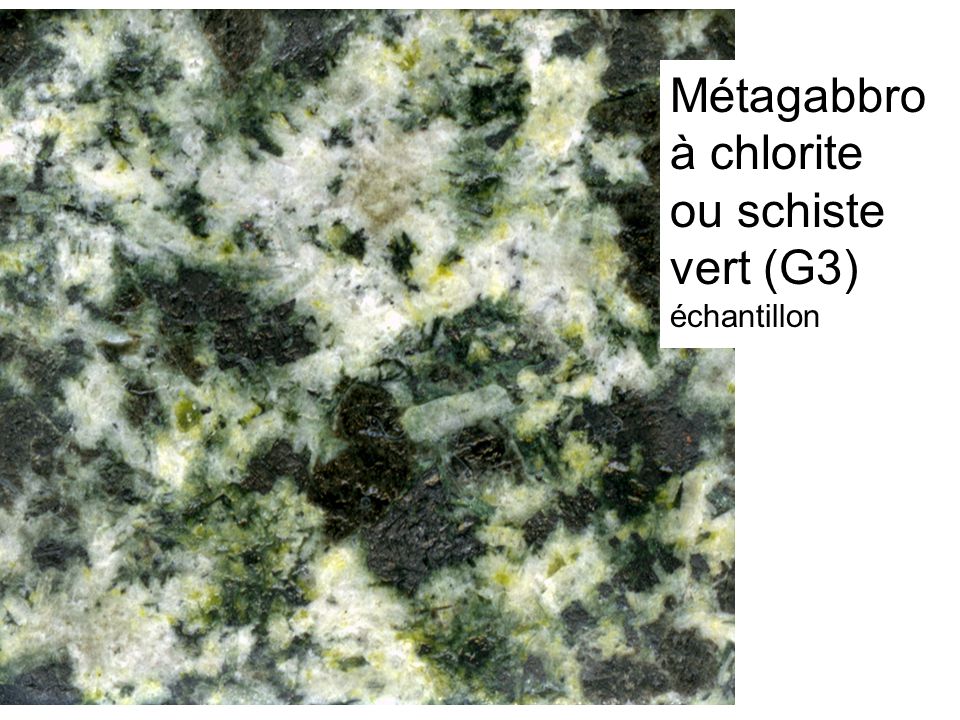 Métagabbro à chlorite ou schiste vert (G3)