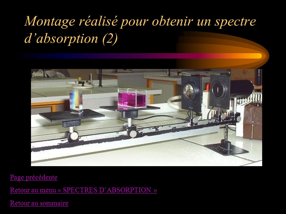 Montage réalisé pour obtenir un spectre d’absorption (2)