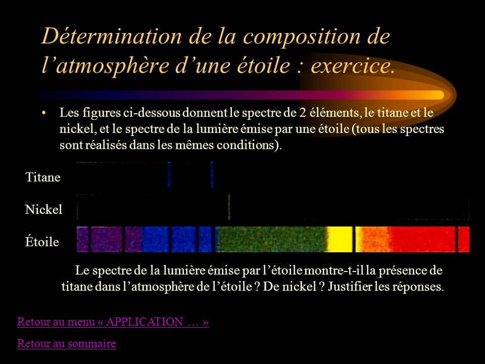 Détermination de la composition de l’atmosphère d’une étoile : exercice.