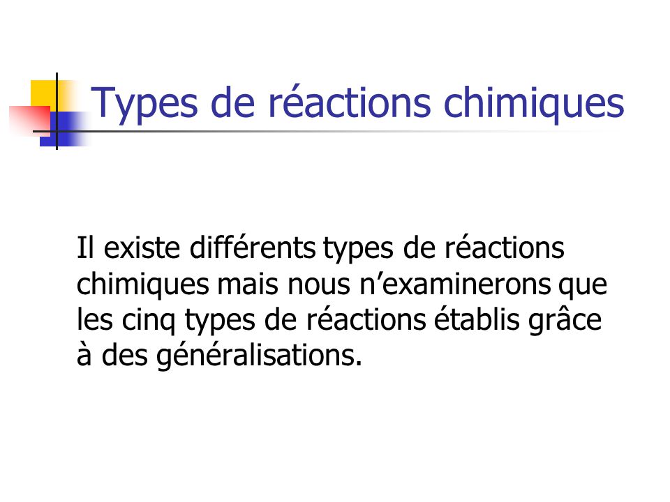Types de réactions chimiques