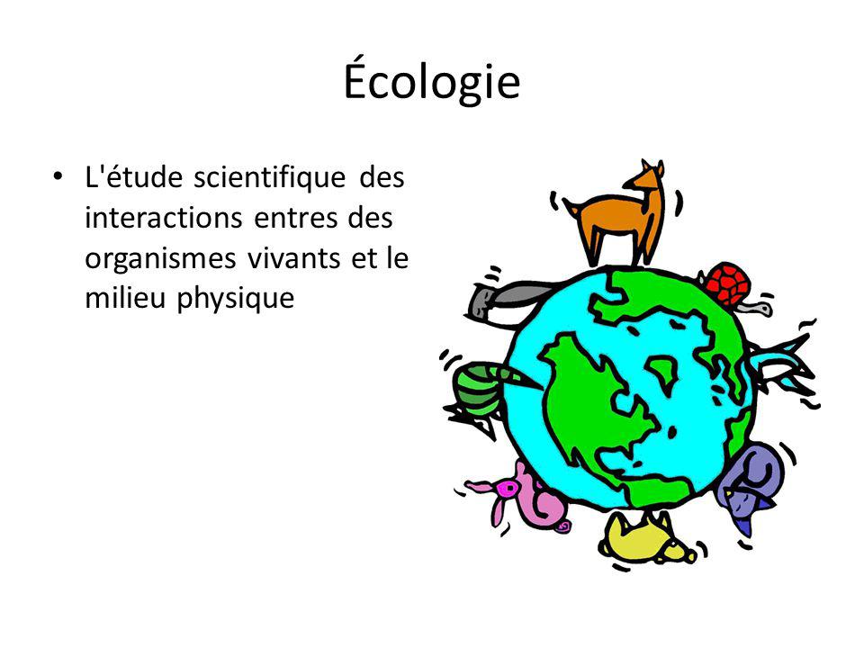 Écologie L étude scientifique des interactions entres des organismes vivants et le milieu physique