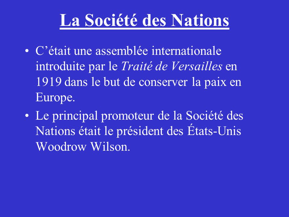 La Société des Nations