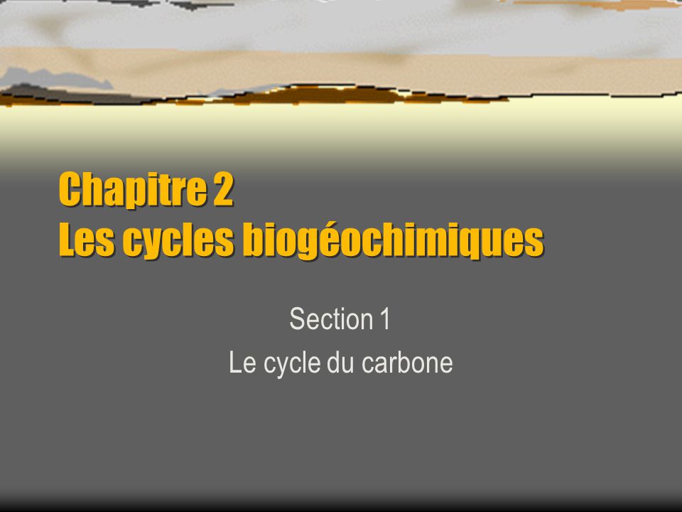 Chapitre 2 Les cycles biogéochimiques