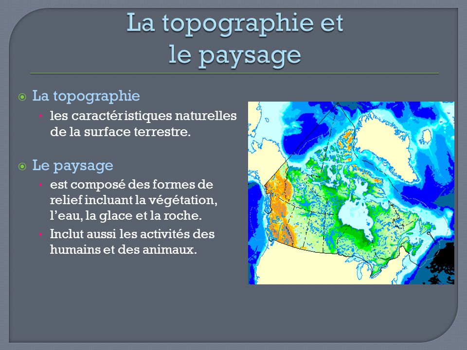 La topographie et le paysage