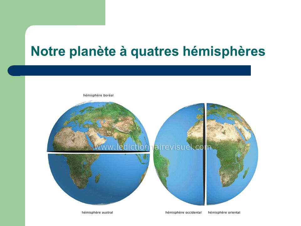 Notre planète à quatres hémisphères