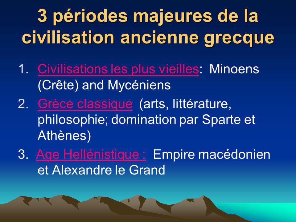 3 périodes majeures de la civilisation ancienne grecque