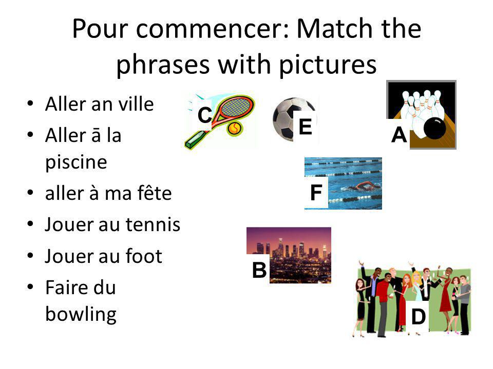 Pour commencer: Match the phrases with pictures