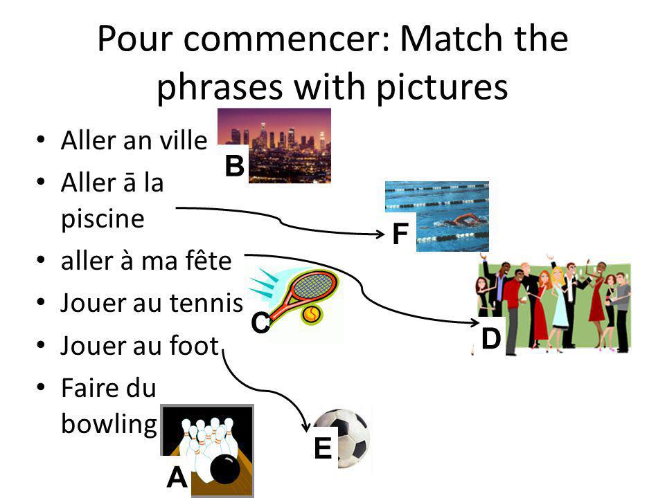 Pour commencer: Match the phrases with pictures