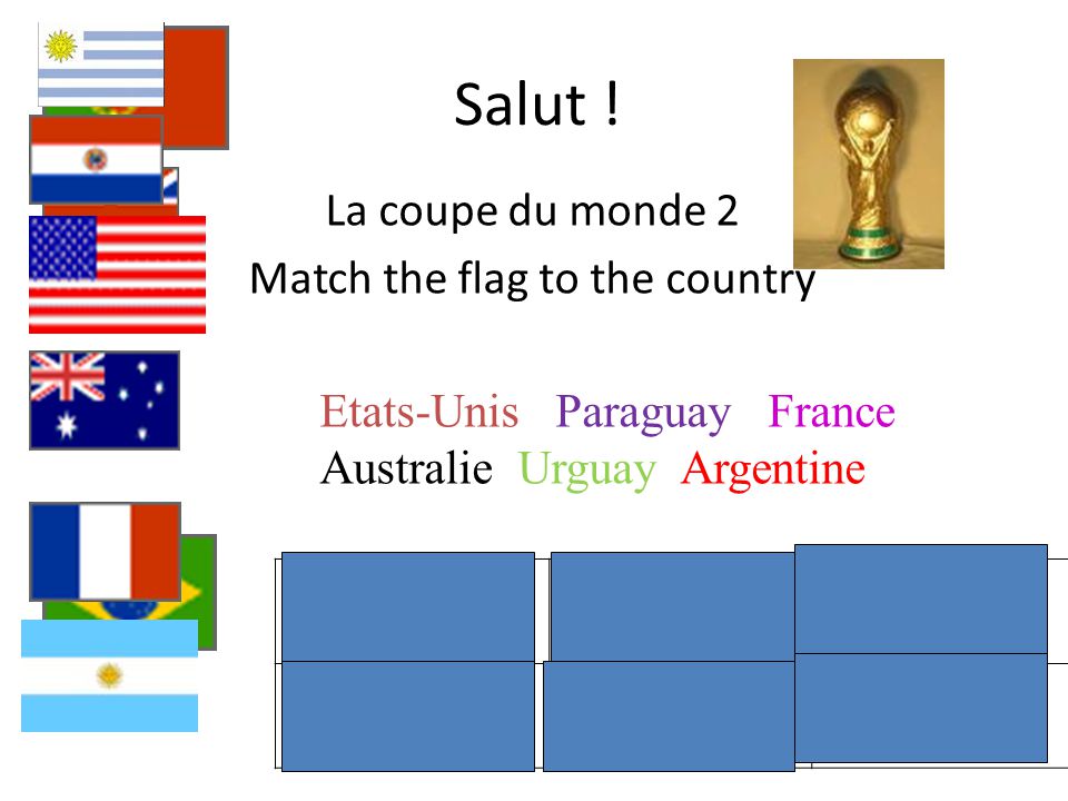 La coupe du monde 2 Match the flag to the country
