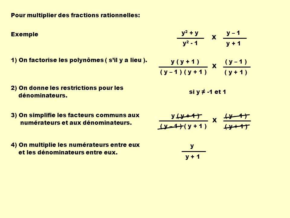 Pour multiplier des fractions rationnelles: