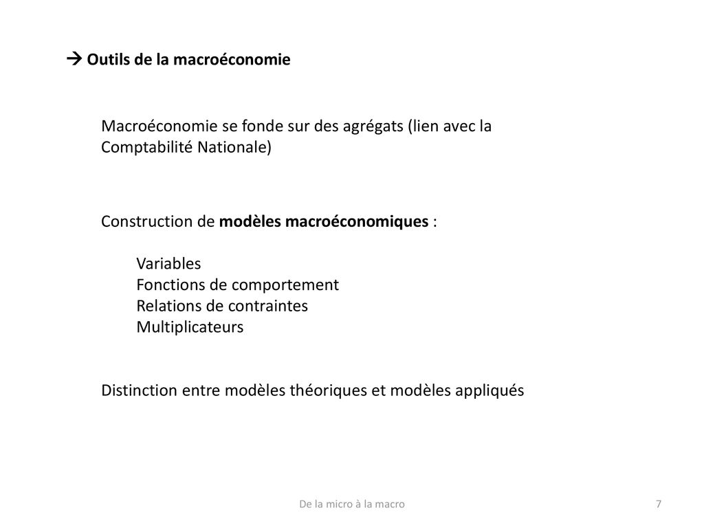 DE LA MICRO A LA MACROECONOMIE - Ppt Télécharger