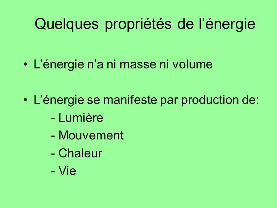 Quelques propriétés de l’énergie