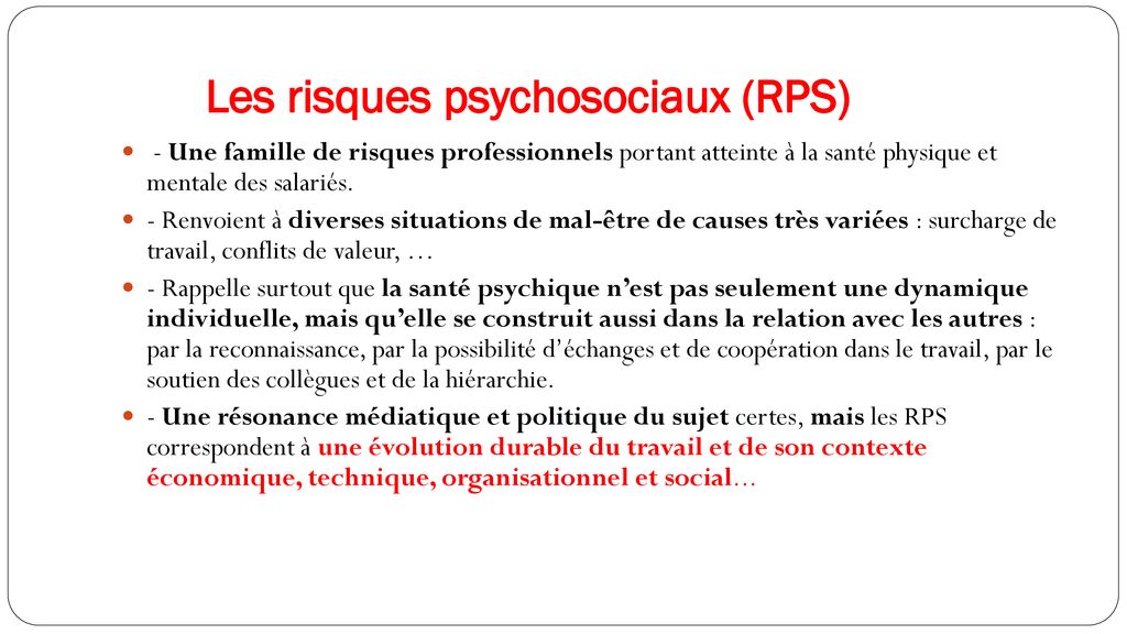 RISQUES PSYCHOSOCIAUX - Ppt Télécharger