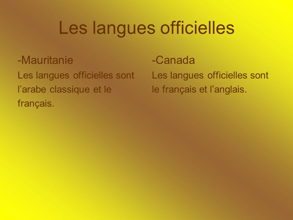 Les langues officielles