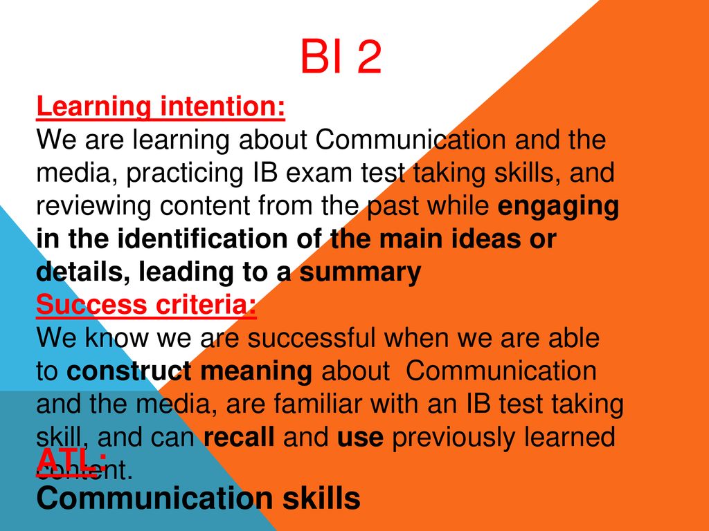 BI 2 ATL: Communication skills Learning intention: - ppt télécharger