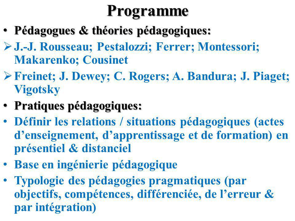 Programme Pédagogues & théories pédagogiques: