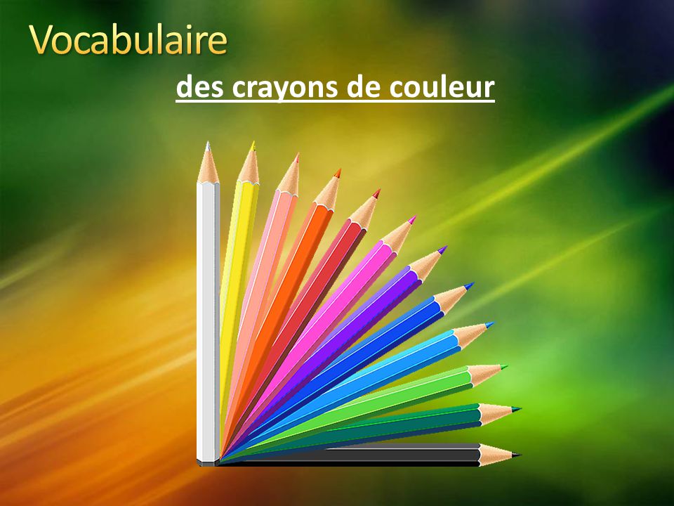 Vocabulaire des crayons de couleur