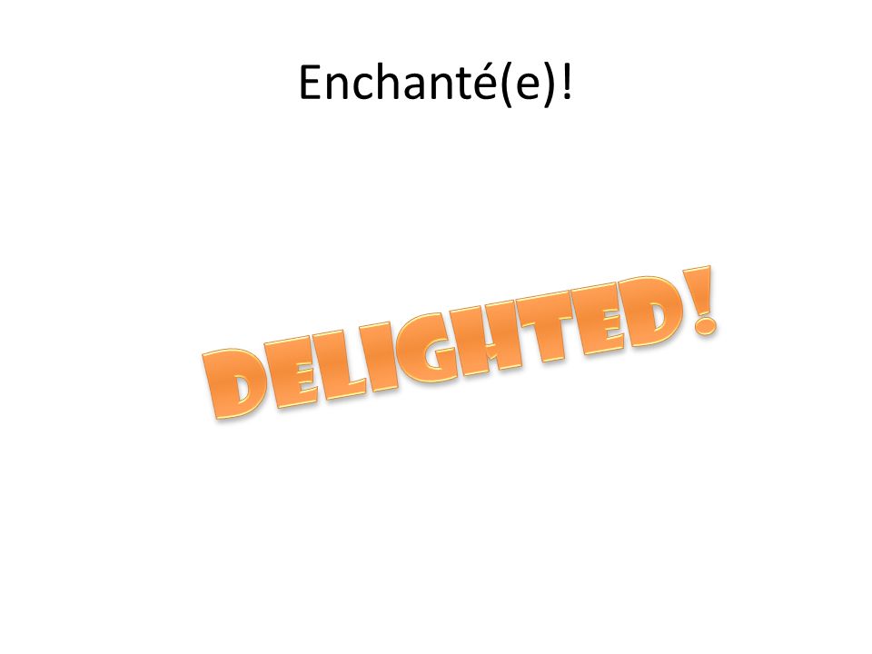Enchanté(e)! Delighted!