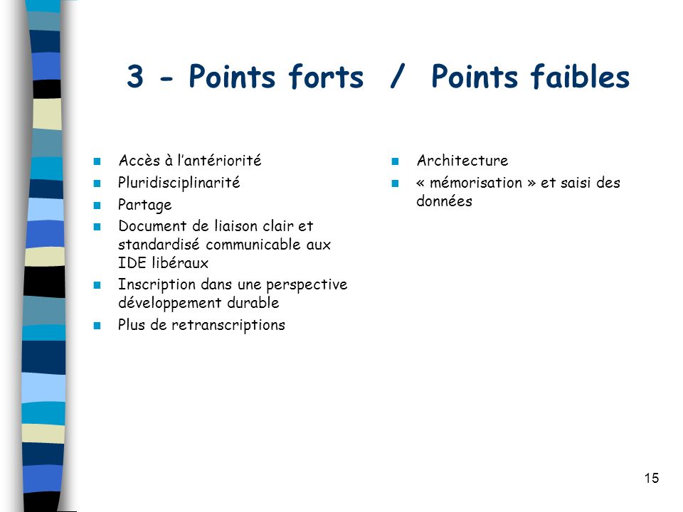 3 - Points forts / Points faibles