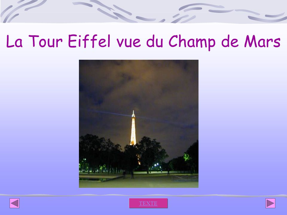 La Tour Eiffel vue du Champ de Mars