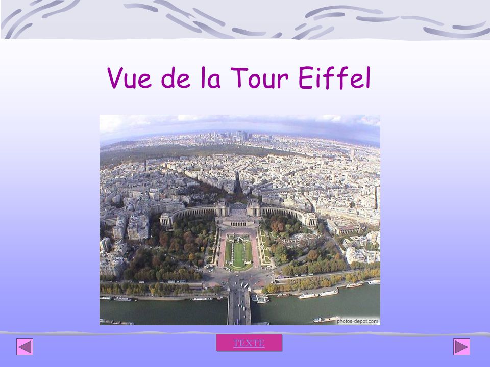 Vue de la Tour Eiffel TEXTE