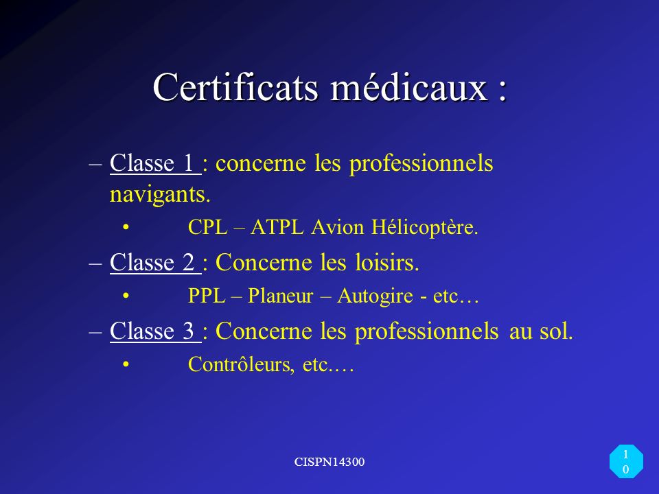 Certificats médicaux :