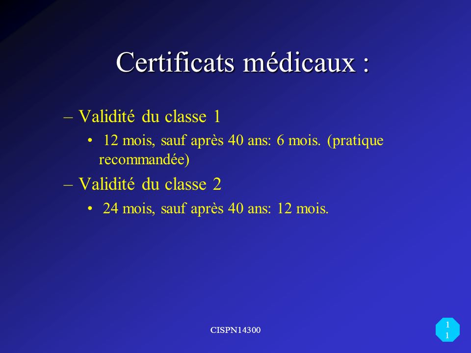 Certificats médicaux :