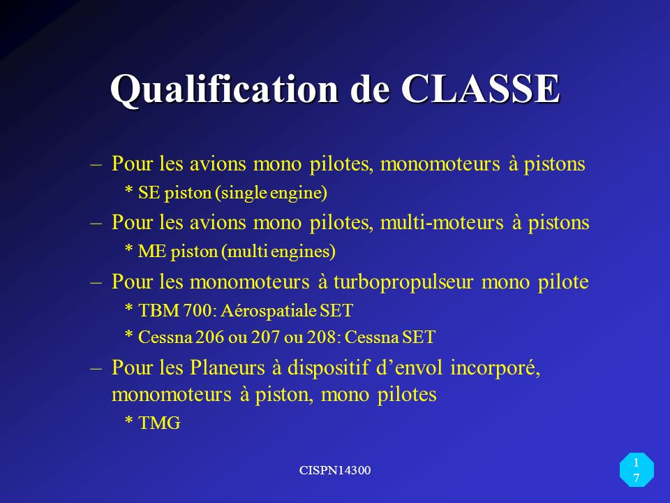 Qualification de CLASSE