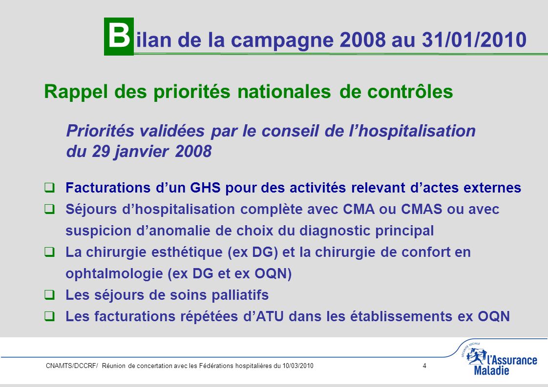 B ilan de la campagne 2008 au 31/01/2010