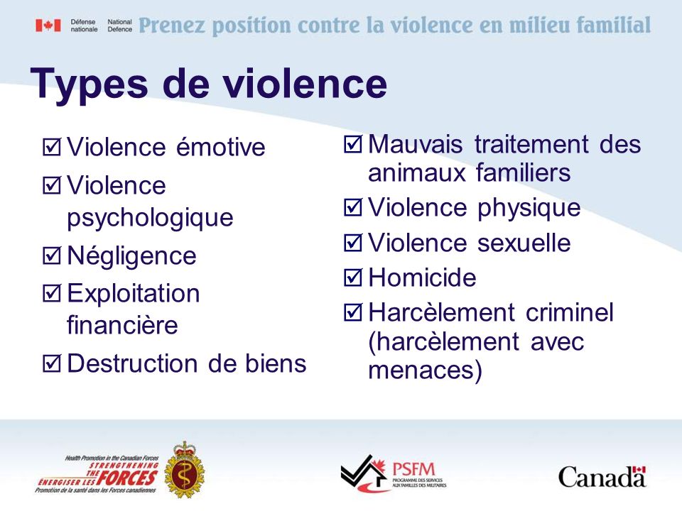 Types de violence Violence émotive Violence psychologique Négligence