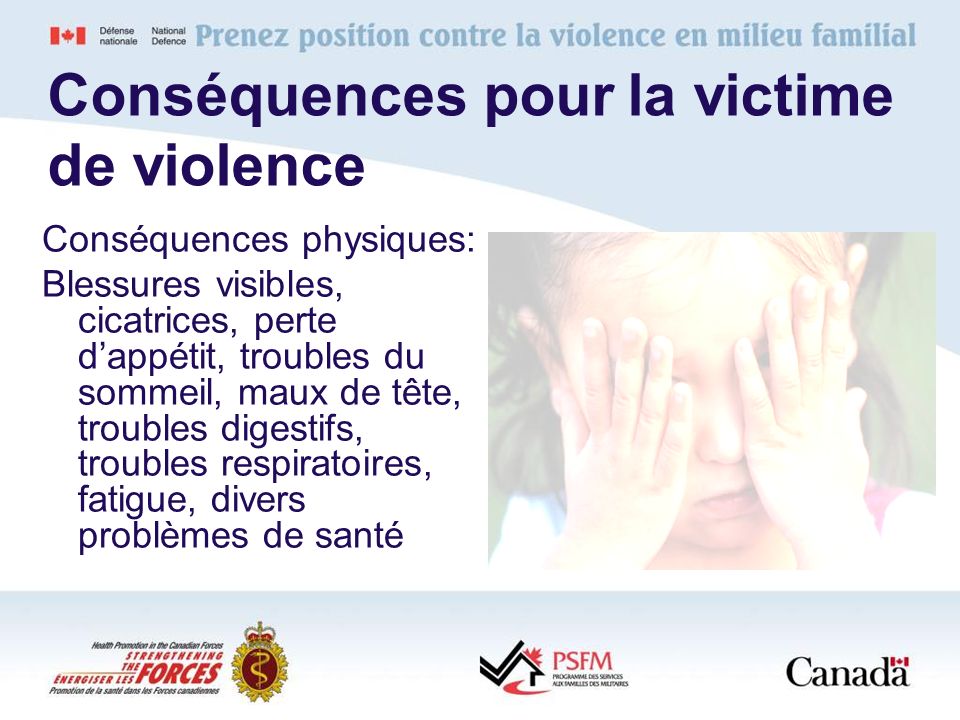 Conséquences pour la victime de violence