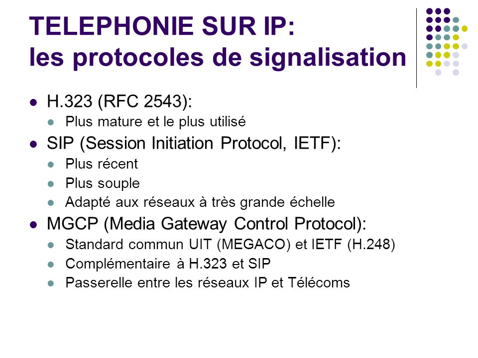 TELEPHONIE SUR IP: les protocoles de signalisation