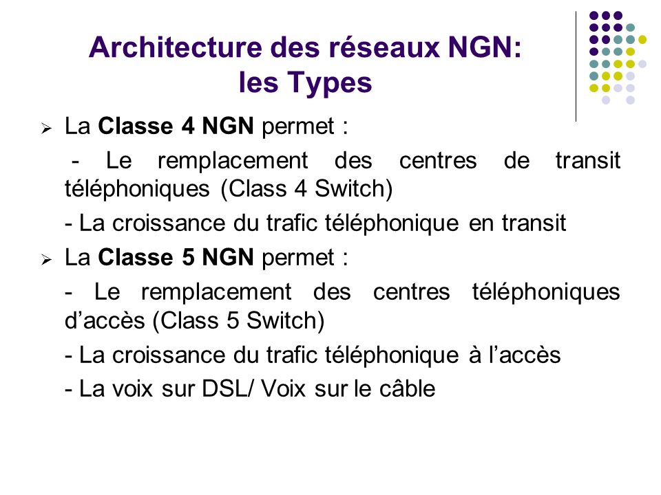 Architecture des réseaux NGN: les Types