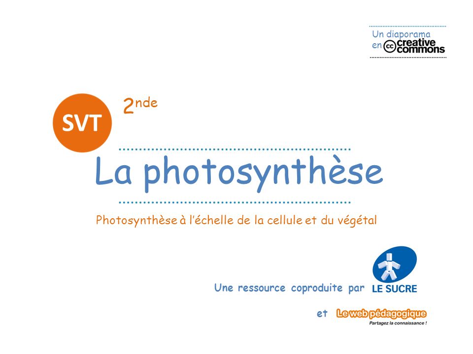 La photosynthèse SVT 2nde