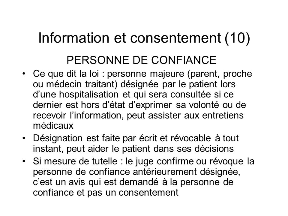 Information et consentement (10)