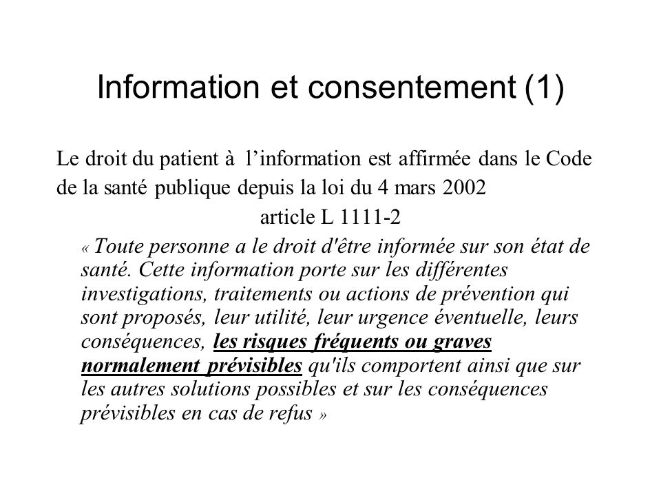 Information et consentement (1)