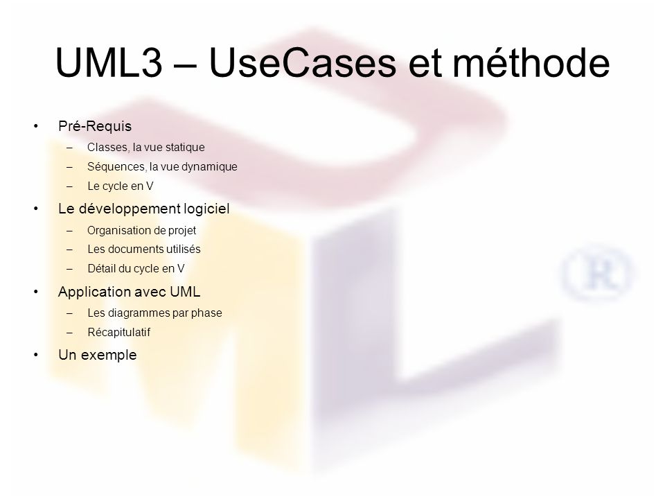 UML3 – UseCases et méthode