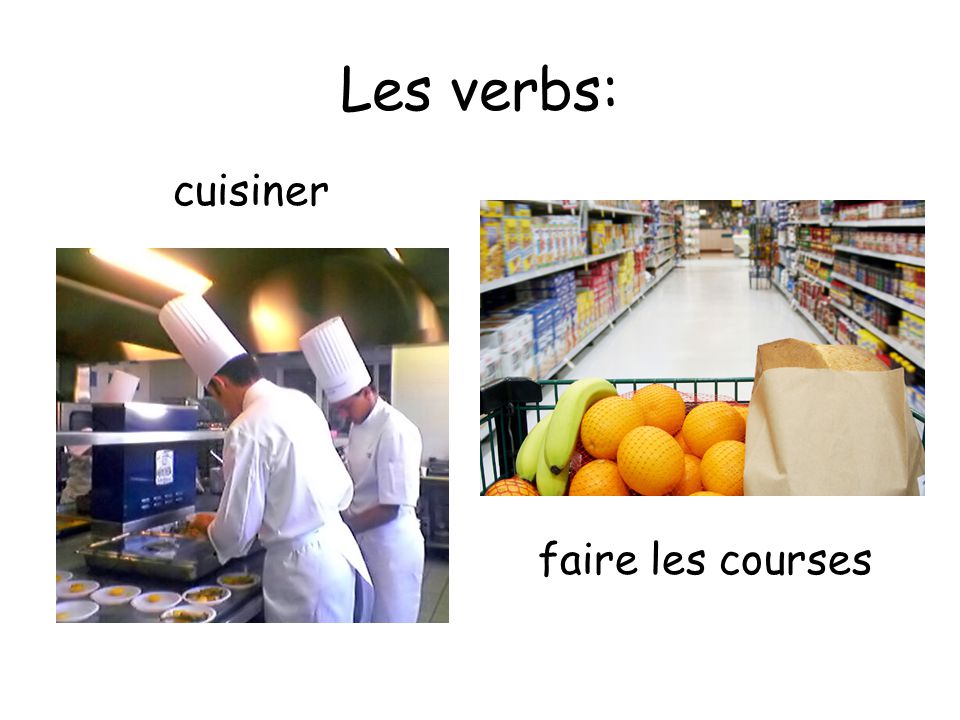 Les verbs: cuisiner faire les courses