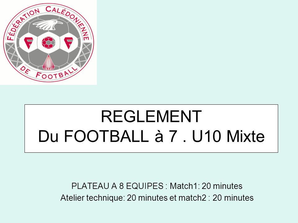 REGLEMENT Du FOOTBALL à 7 . U10 Mixte