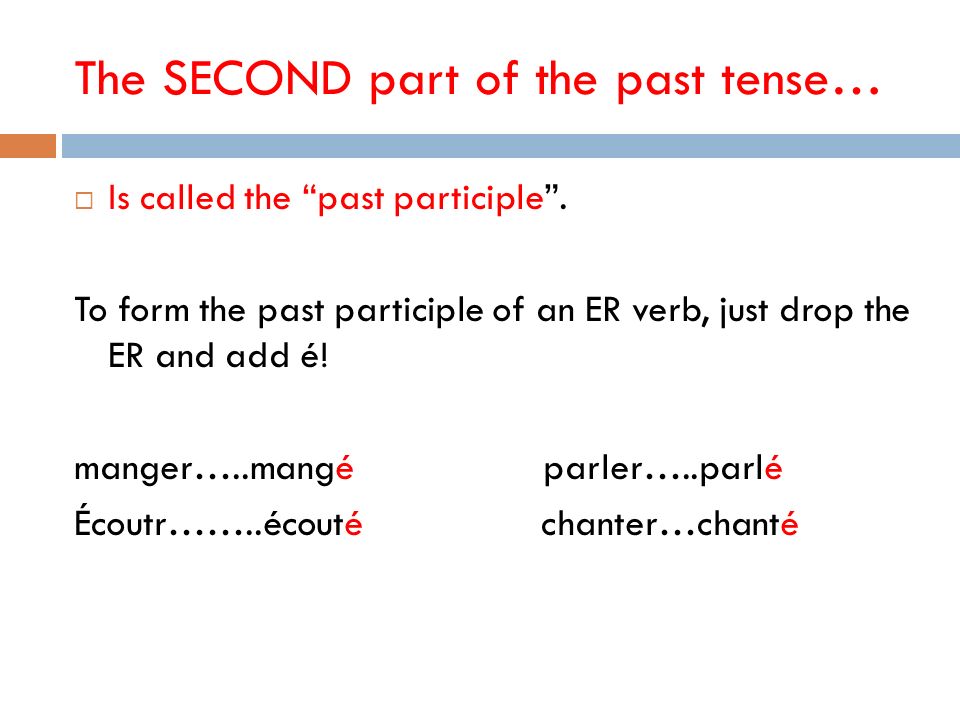 The SECOND part of the past tense…