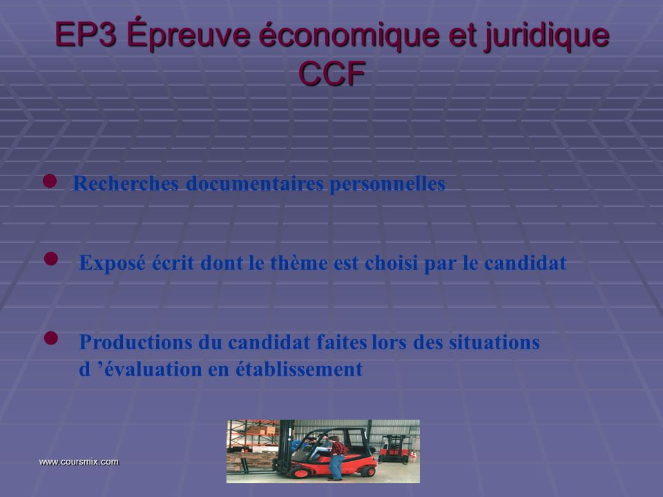 EP3 Épreuve économique et juridique CCF