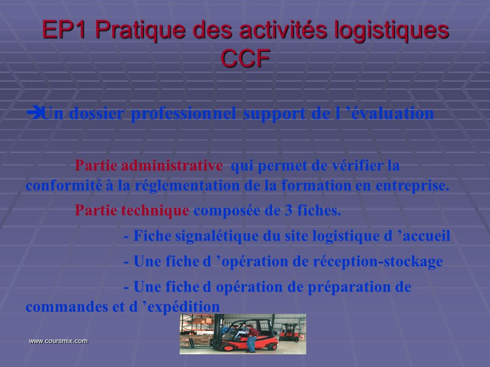 EP1 Pratique des activités logistiques CCF