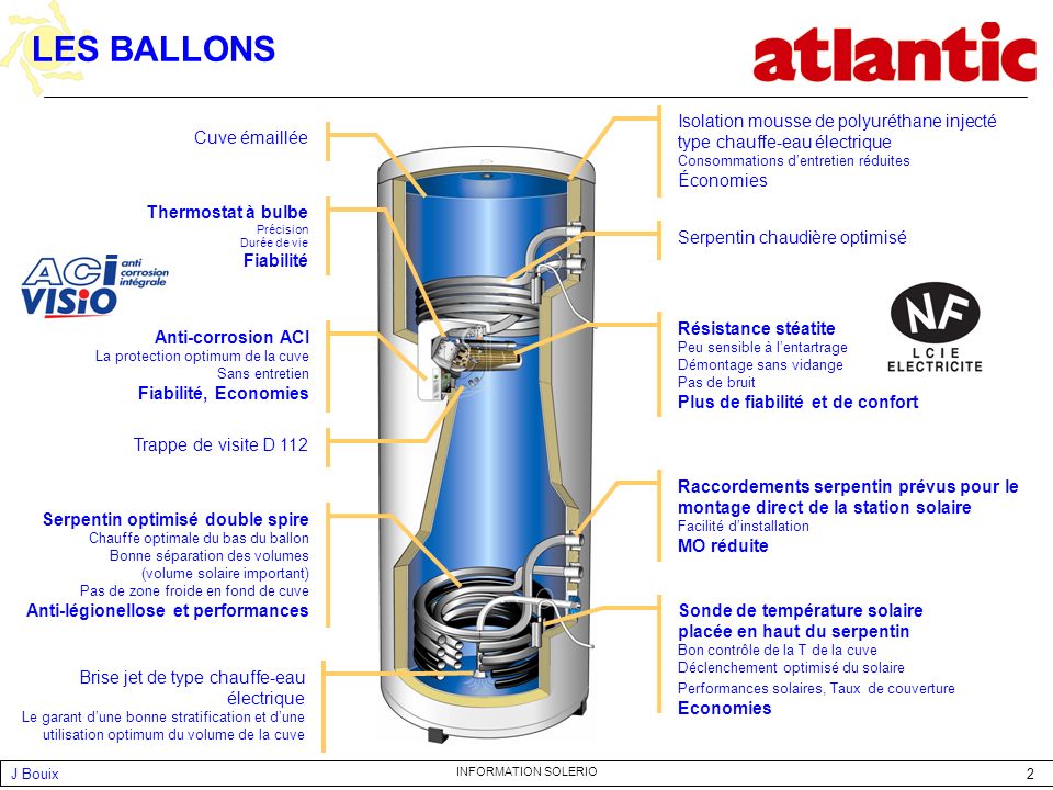 LES BALLONS Isolation mousse de polyuréthane injecté type chauffe-eau électrique. Consommations d’entretien réduites.
