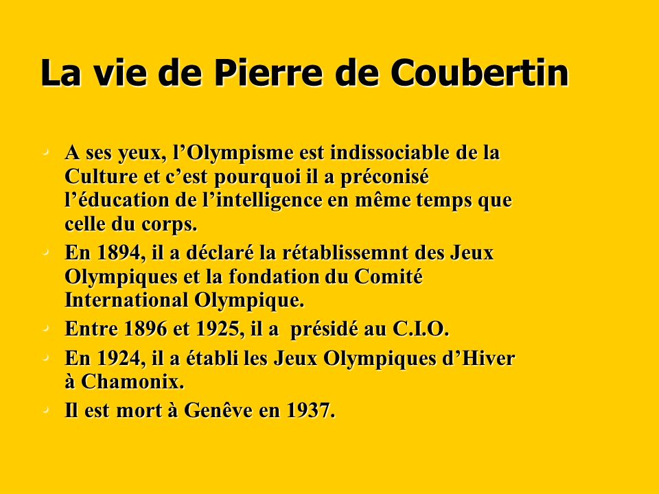 Pierre de Coubertin and Olympism - ppt télécharger
