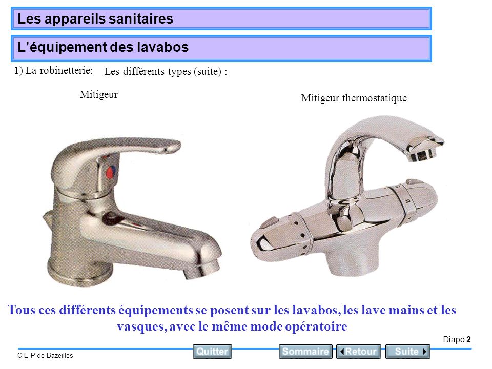 Les différents types de robinets