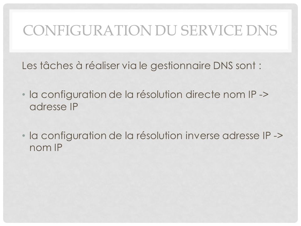 Configuration du service DNS