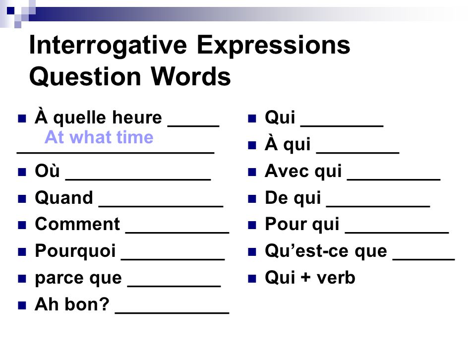 Interrogative Expressions Question Words