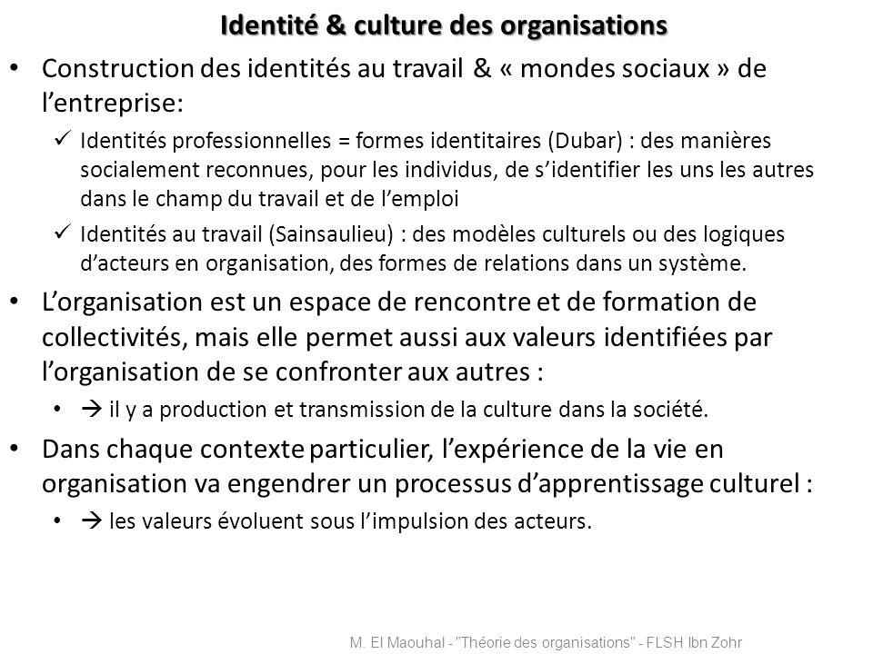Identité & culture des organisations