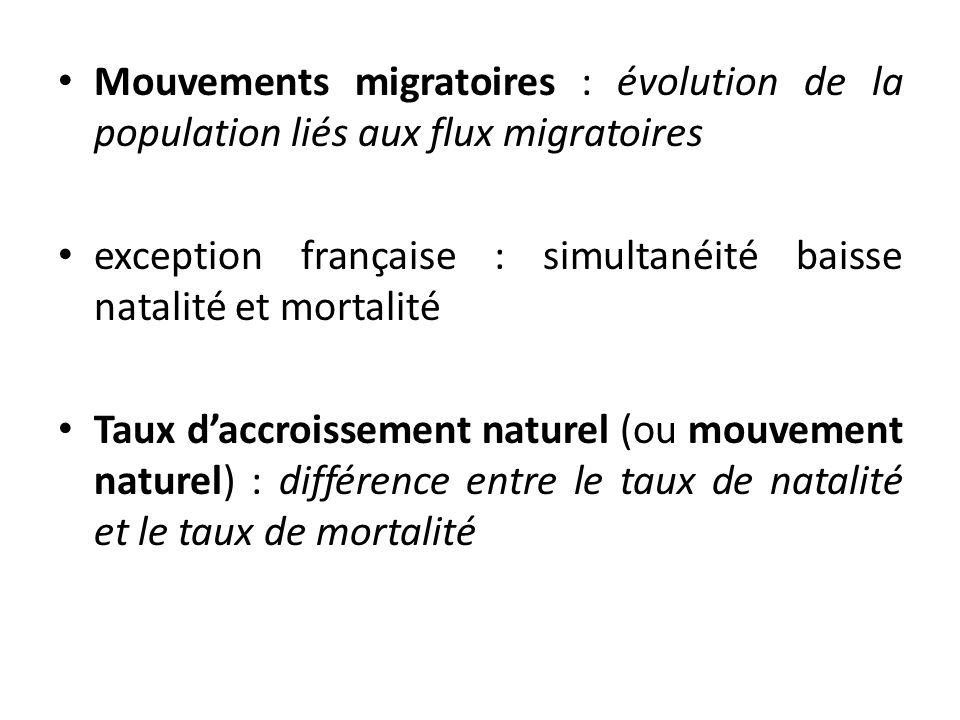Mouvements migratoires : évolution de la population liés aux flux migratoires